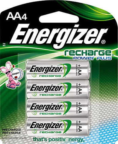 Energizer Recharge Power Plus AA 2300 mAh Rechargeable Batteries, Pre-Charged, 4 count