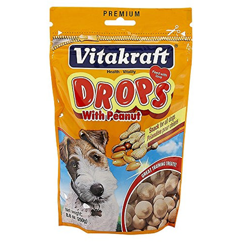 VitaKraft Dog Drops with Peanut Treat, Dog Snacks, 8.8 Ounce Pouch