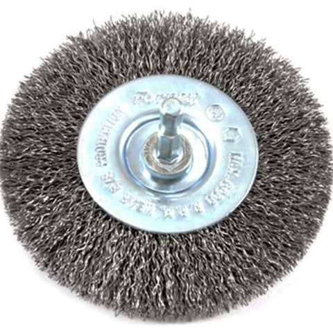 Forney 72739 Wire Wheel Brush, Coarse Crimped with 1/4-Inch Hex Shank, 4-Inch-by-.012-Inch